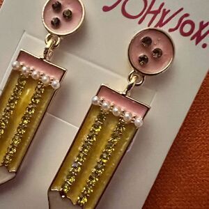 ✏️ Betsey Johnson crystal embellished pencil dangle earrings ✏️